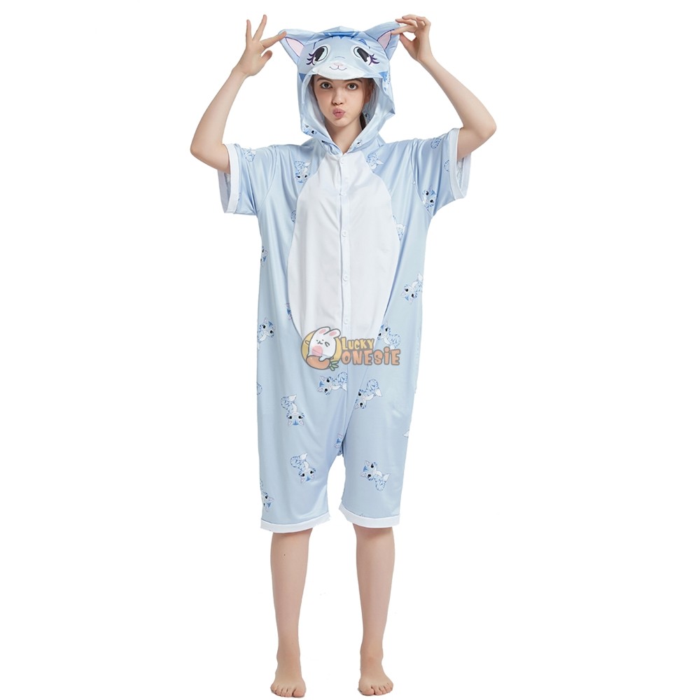 Cat Onesie Pajamas for Adult Short Sleeve Summer ...