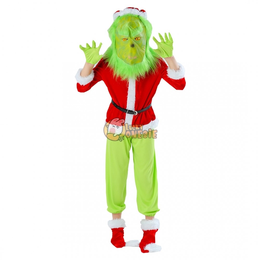 The Grinch Costume Kids Full Sets Halloween Santa Costume Outfit ...